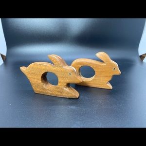 Wood Carved Animal Napkin Holders - Vintage Estate #313